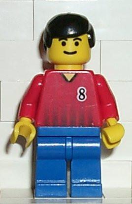 LEGO Minifigure-Soccer Player Red/Blue Team with shirt #8-Sports / Soccer-SOC065-Creative Brick Builders